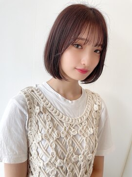 ハピネス 王寺店(Happiness) ボブ カーキグレージュ フェザーバング 大人かわいい 20代30代