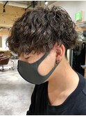 波巻きスパイラルパーマセンターパート波巻きパーマツーブロック