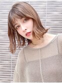ラフウェーブ_外ハネボブセクションカラーペールベージュ_68800