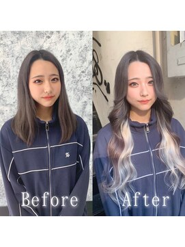 あるじゃんすー 天神店 シルキーグレー×ホワイト#シールエクステ#イメチェン#韓国#天神