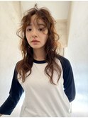 【long perm】ロングパーマ_ウェーブパーマ_前髪パーマ_ブラウン