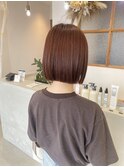 切りっぱなしボブ×ナチュラルオレンジ