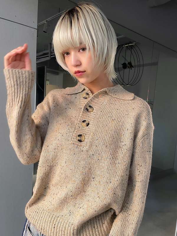 フェザーショート/ホワイトブロンド/くすみベージュ☆58：L272549744