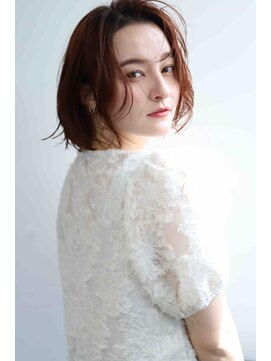 ムウ 難波(MOU) ボブクールショート前髪イメチェンピンクベージュ30代40代50代