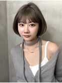 骨格補正丸みボブオリーブベージュカラー