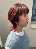 ラポール 蟹江(RAPPORT)&nbsp;【大人ショート】赤みカラー×ふんわりパーマで骨格補正