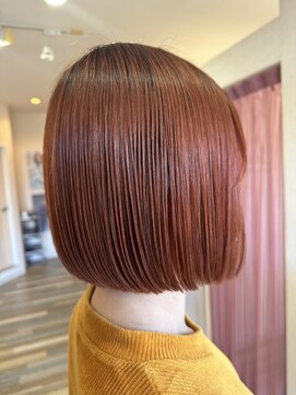 レーブバイファースト(reve by first) 切りっぱなしボブ×オレンジ