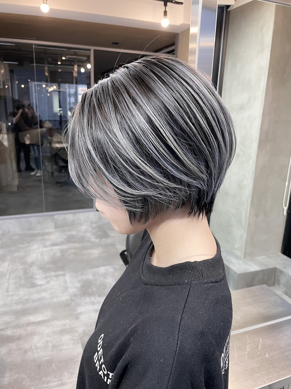 mocha2点ランダムメッシュショートボレロ黒白 ホワイトハイライト×ハンサムショート【松井翔太】：L180369738