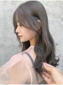 韓国ヘア/シースルー前髪/グレージュくびれヘア