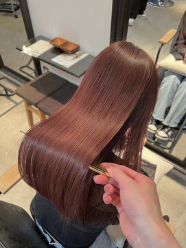 髪質改善ストレート/METEO（メテオ）カラー/ピンクブラウン