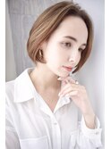 ショートボブ/白髪ぼかしハイライト/丸みショート/30代40代50代