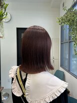 ジラソル(girasol)&nbsp;ミディアムボブ/切りっぱなしボブ/暖色カラー/ピンクブラウン