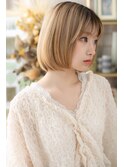 ミルクティーベージュフレンチバング切りっぱなしc8戸頭20代30代