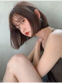 縮毛矯正/髪質改善/ボブ/前髪シースルー/グレージュ【Laetus】