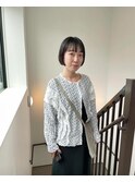 ボブパーマ/黒髪パーマ/切りっぱなしボブ/ショートボブ
