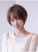 20代30代大人かわいい前髪カール小顔ショートボブシアカラー