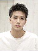 爽やかマットショート☆ビジネス刈り上げツーブロックブラック