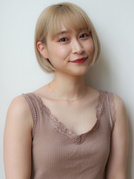 マイラ 銀座(myla) 小顔外ハネボブイメチェン前髪ワイドバング美髪ホワイトブロンド