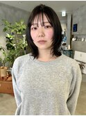 フレンチカジュアル大人美人小顔ミディアムレイヤーミニウルフ