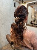 ヘアセット/お呼ばれ/結婚式/二次会/ドレス/アレンジ/編み込み