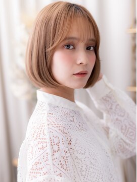 カバーヘア ブリス 大宮西口(COVER HAIR bliss) 透明感ローズブラウン小顔切りっぱなしボブh4大宮20代30代40代