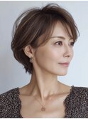 白髪ぼかし脱白髪染め似合わせショートボブ40代50代60代♪