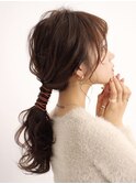 逗子葉山ヘアアレンジポニーテール革紐アレンジ編みおろし結婚式