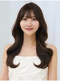 【F】ニュアンス大人かわいいフェミニンヘア顔周り前髪カット