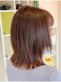 オレンジべージュヘルシーレイヤーナチュラルストレート