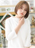 小顔前下がりボブ外国人風キャラメルベージュa戸頭20代30代40代