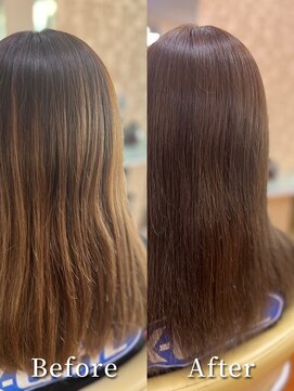 アークスヘアー 大人ストレートアッシュベージュ髪質改善艶感カラー