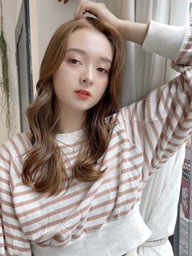 フォルテ 草薙店 くびれヘア　アプリコットオレンジ　ハイライトカラー