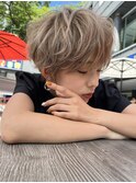 ハンサムマッシュショート透け感グレーアッシュホワイトカラー