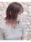 #外はねボブ#バレイヤージュ#ピンクカラー