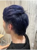 メンズカット 大胆カラー ブリーチオンカラー ブルーパープル