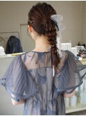 お呼ばれヘアセット 編みこみポニーテール【鹿児島中央】