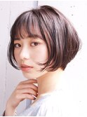 丸みショート・ボブ/丸顔/前髪なし/絶壁解消/20代/30代/長め