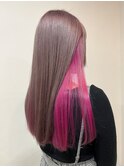 【W_SALON 河原町】ピンクベージュ×ピンク/インナーカラー
