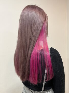 ダブル アンダーバー サロン(W_SALON) 【W_SALON 河原町】ピンクベージュ×ピンク/インナーカラー