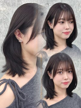 アイシー 表参道(ICY) 韓国ミディアムウルフレイヤーカットフェイスレイヤー*RINA