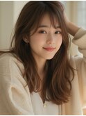 ゆるロング、ベージュブラウン