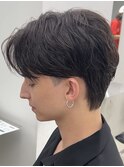 センターパートニュアンスパーマ波巻きスパイラルパーマフェザー