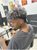 メンズパーマツーブロックカラー刈り上げカットスタイル