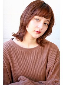 リンネ(Lin'ne) 大人ミディ/チェリーブラウン/外ハネボブ/透明感