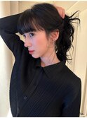 ロングパーマデジタルパーマコテ巻き風パーマ黒髪パーマ