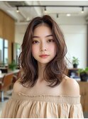 大人ナチュラル＊セミロング×センターパート×ゆるふわパーマ