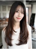 韓国レイヤーカットくびれロング似合わせカットロングレイヤー