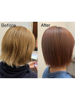 当店一押しの髪質改善カラートリートメント♪ミネラルアルカリ還元水を使用！最高の髪を取り戻すメニュー◎