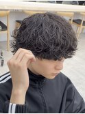 心斎橋シャドウパーマメンズマッシュウルフカット波巻きパーマ