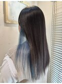 ◎グレージュ×チラ見えブルーイヤリングカラー◎【中川 史菜】
